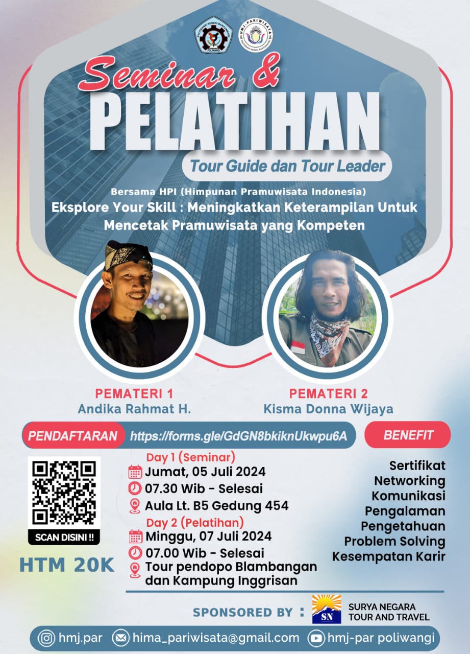 Seminar dan Pelatihan Tour Guide dan Tour Leader oleh HMJ Jurusan Pariwisata Politeknik Negeri Banyuwangi